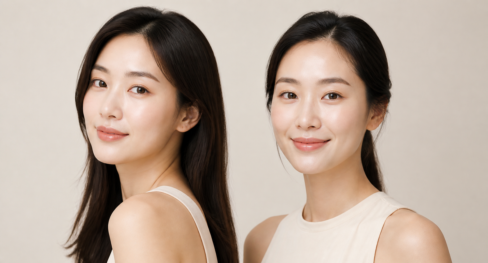 Illustrative skincare-model portrait