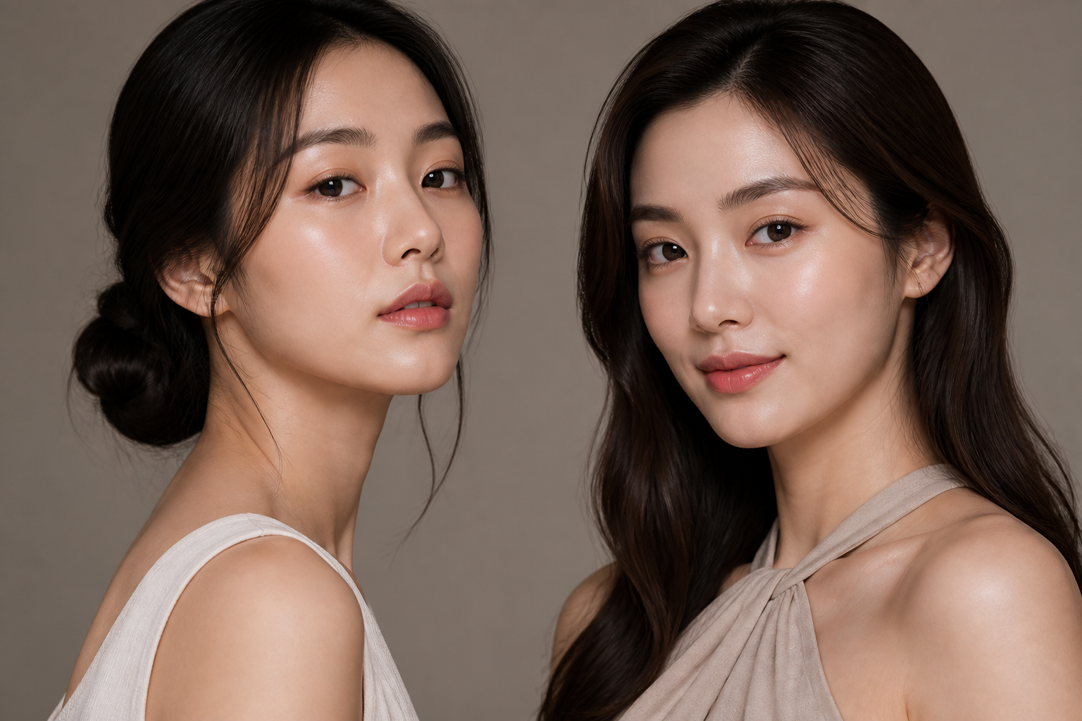 Illustrative skincare-model portrait