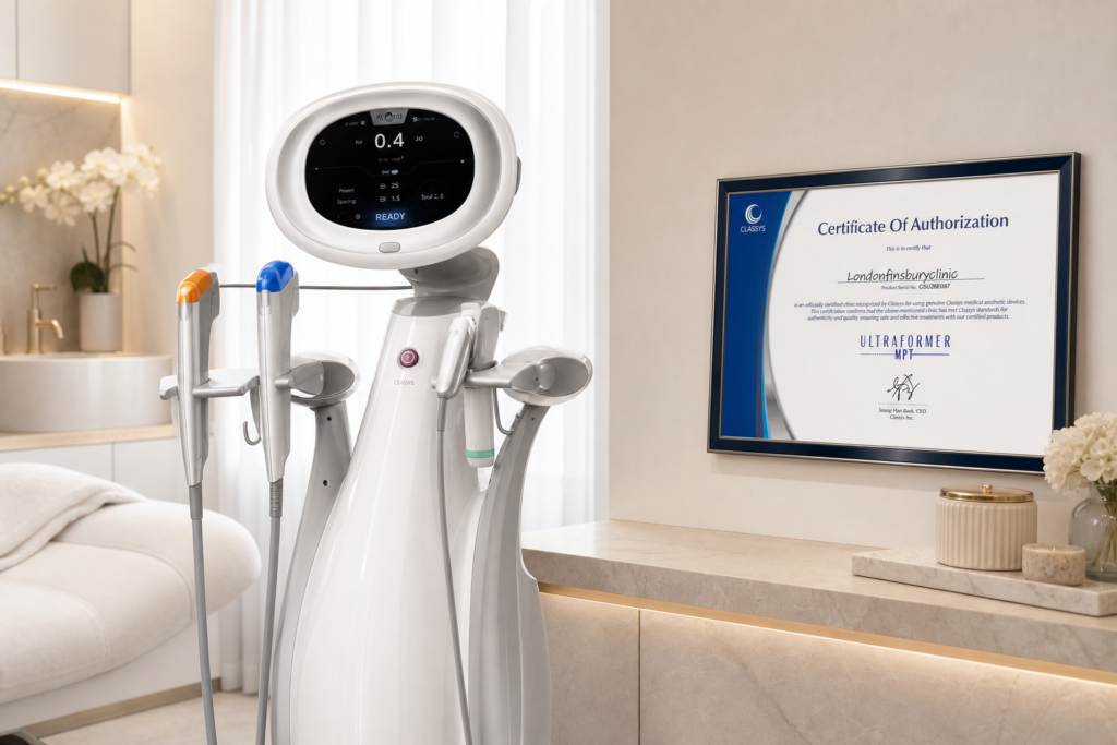 Genuine Ultraformer MPT HIFU device with Classys authorization certificate at London Finsbury Clinic