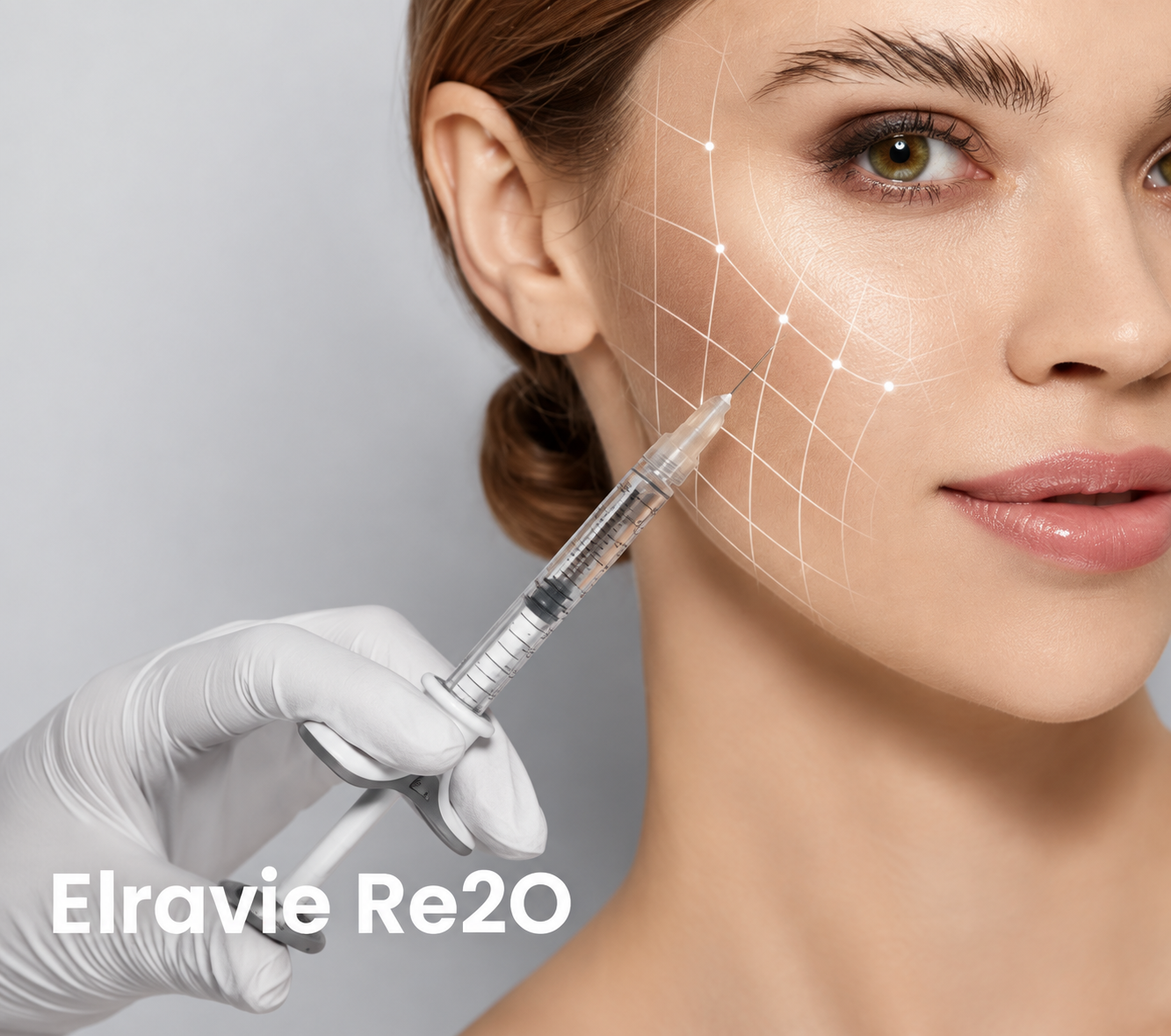 Illustrative facial skin treatment image for Elravie Re2O