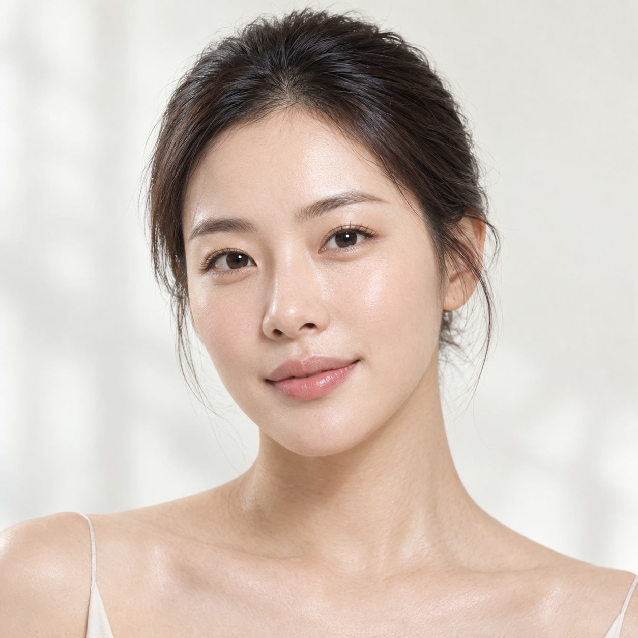 Illustrative female skincare-model portrait