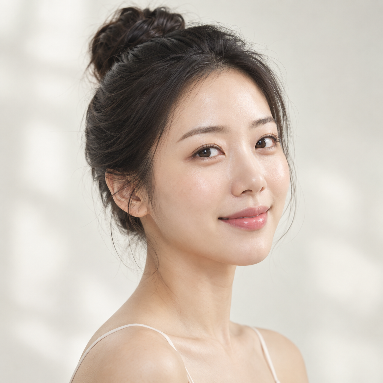 Illustrative female skincare-model portrait