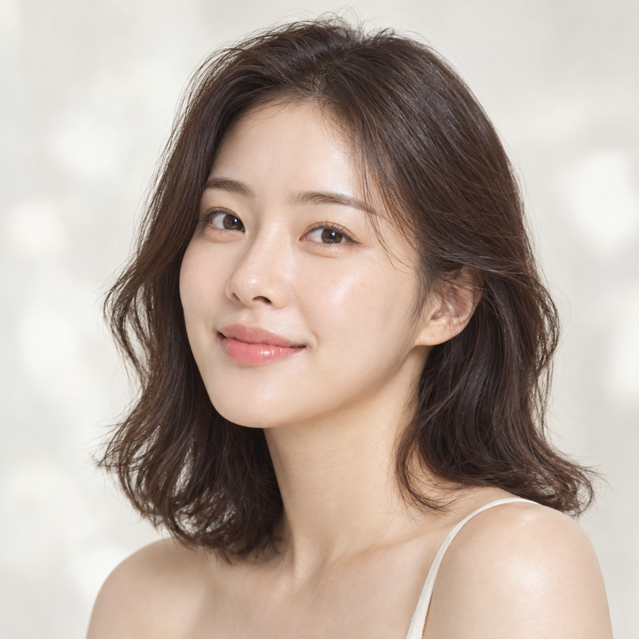 Illustrative female skincare-model portrait