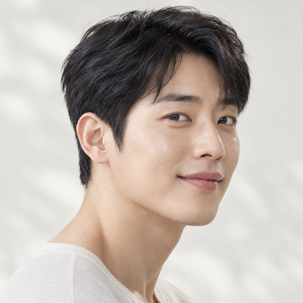 Illustrative male skincare-model portrait