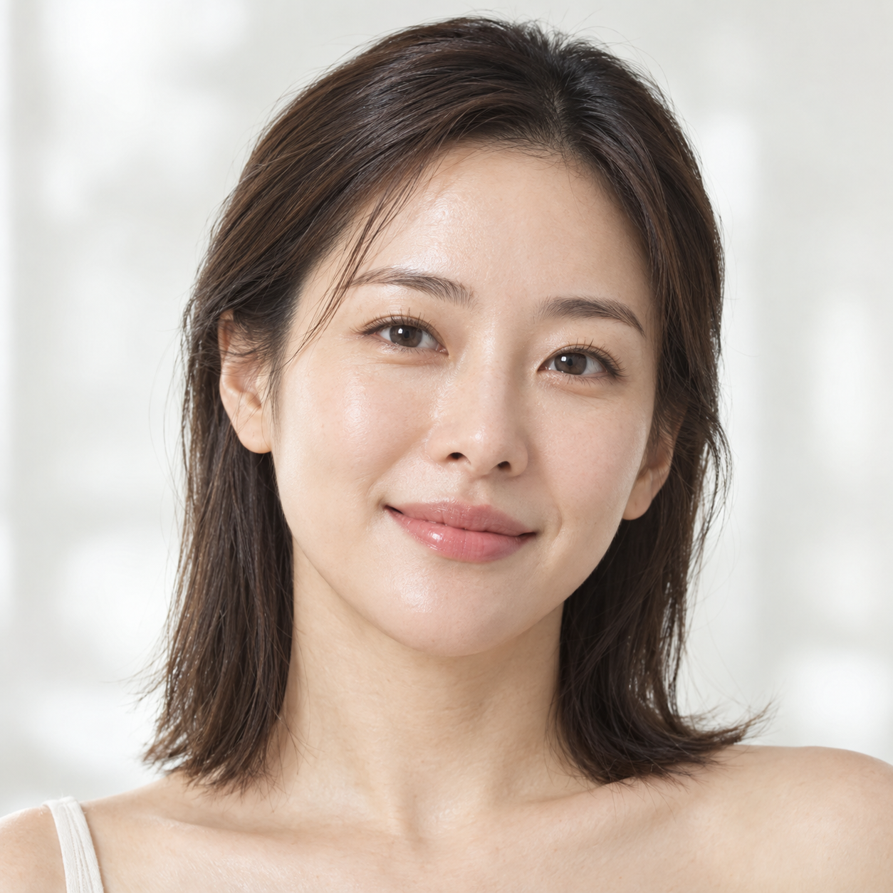 Illustrative female skincare-model portrait
