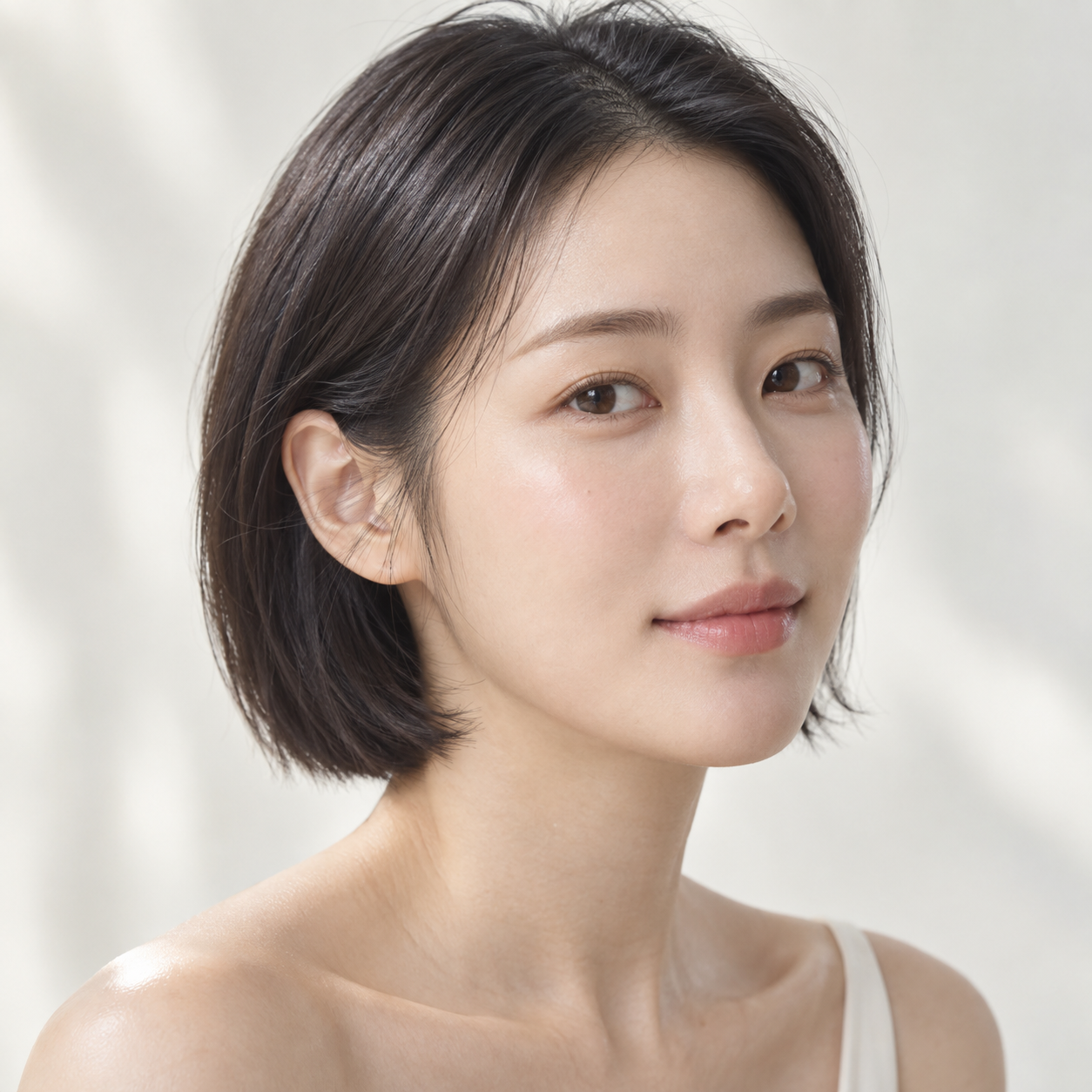 Illustrative female skincare-model portrait