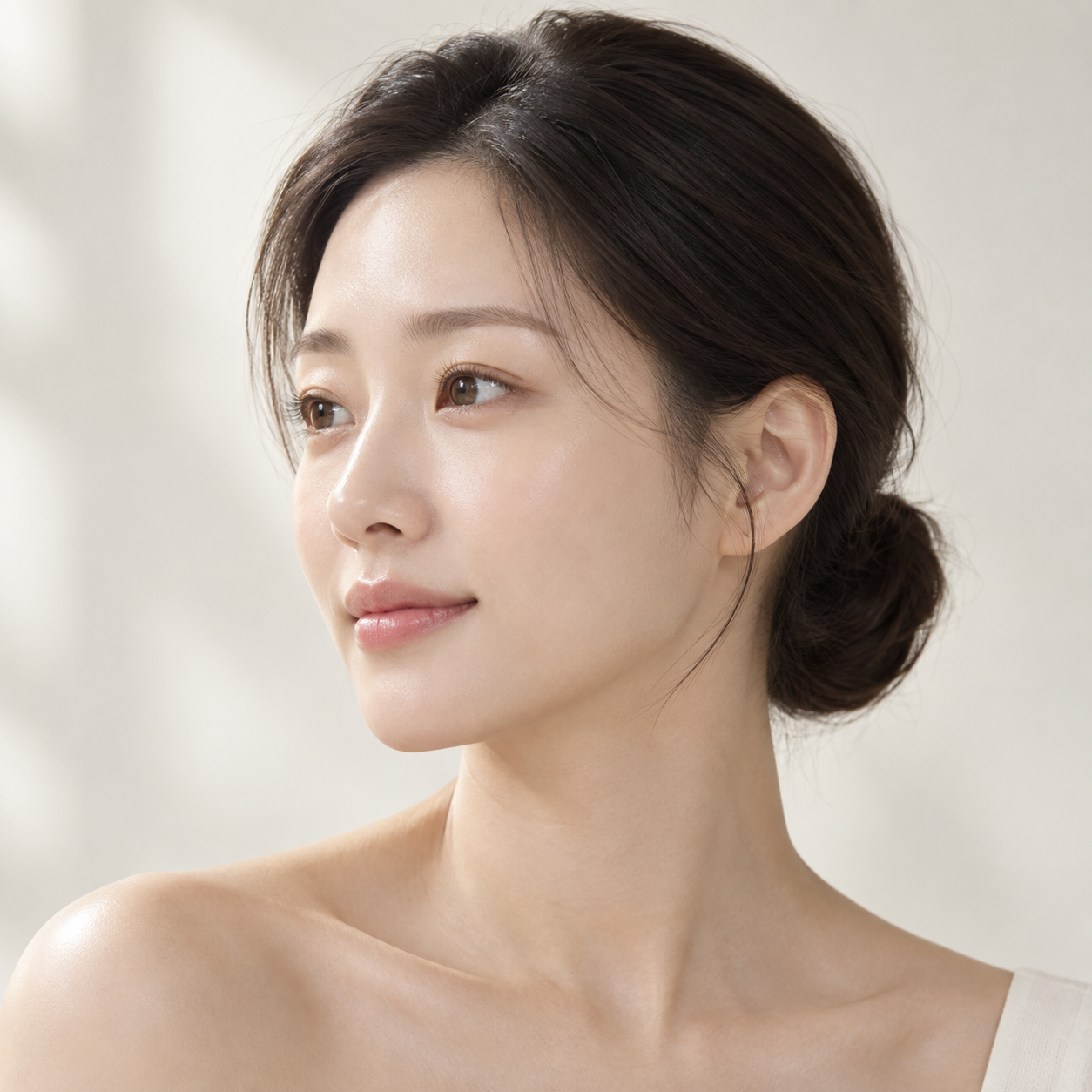 Illustrative female skincare-model portrait
