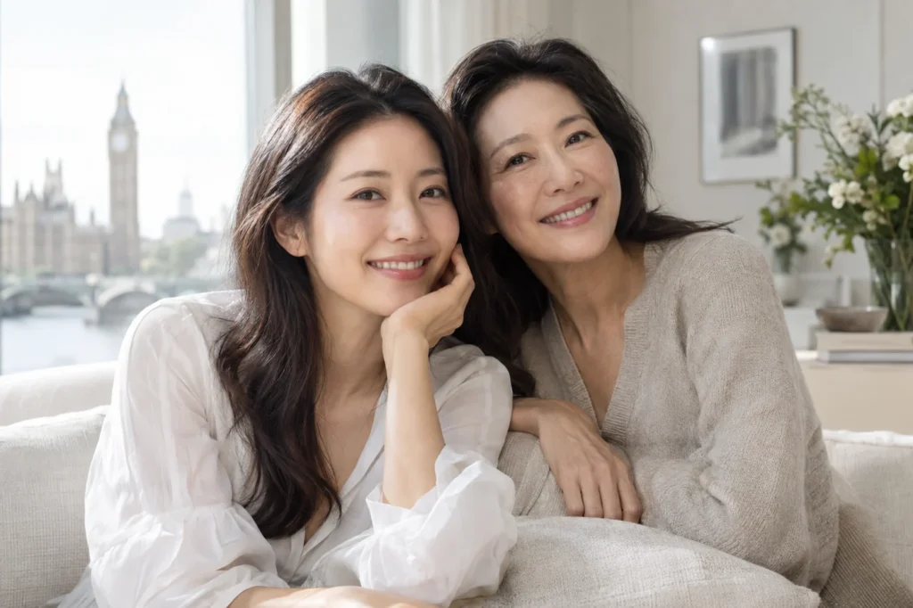 两位成年亚洲女性的自然生活方式示意图