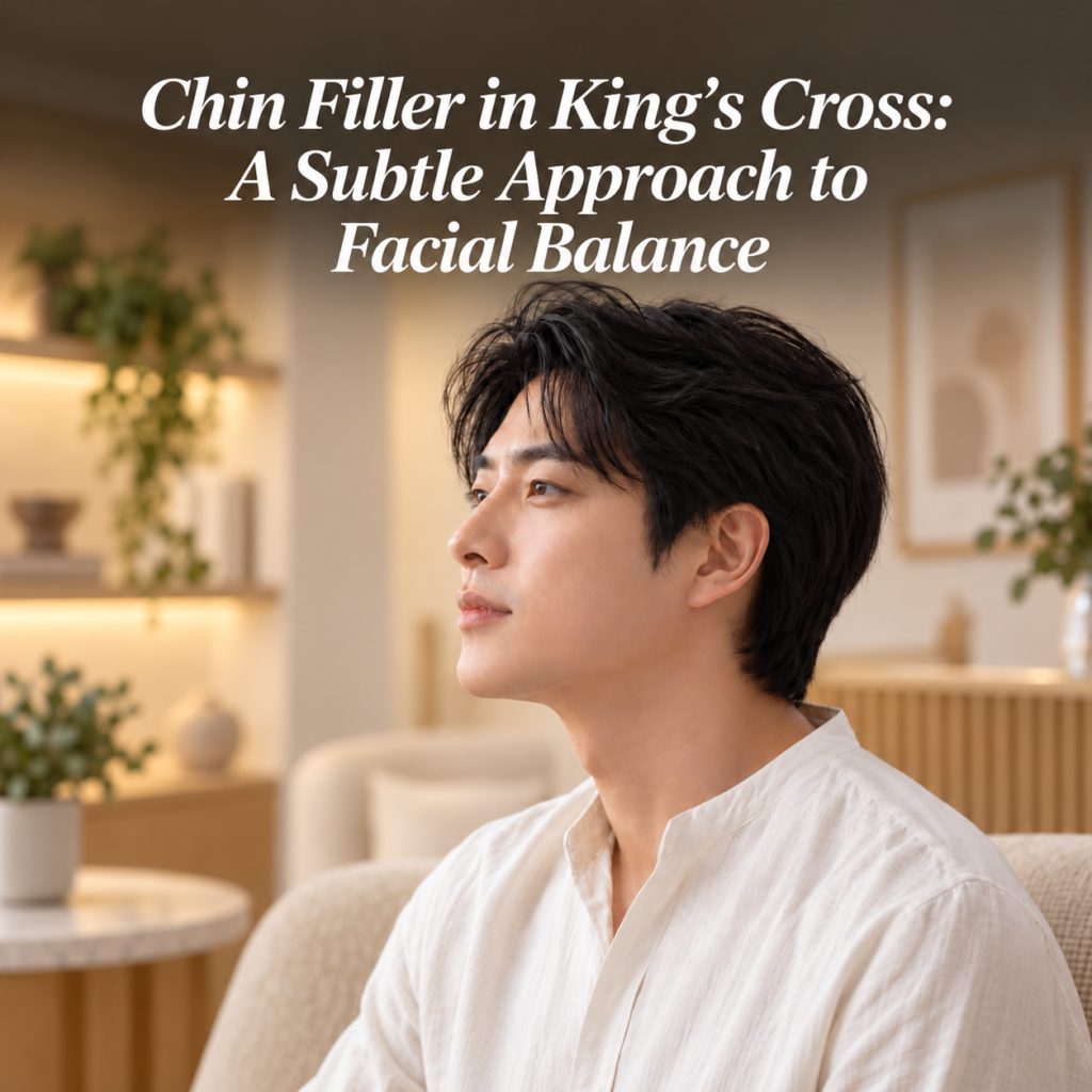 Chin Filler in King’s Cross: A Subtle Approach to Facial Balance — warm editorial portrait