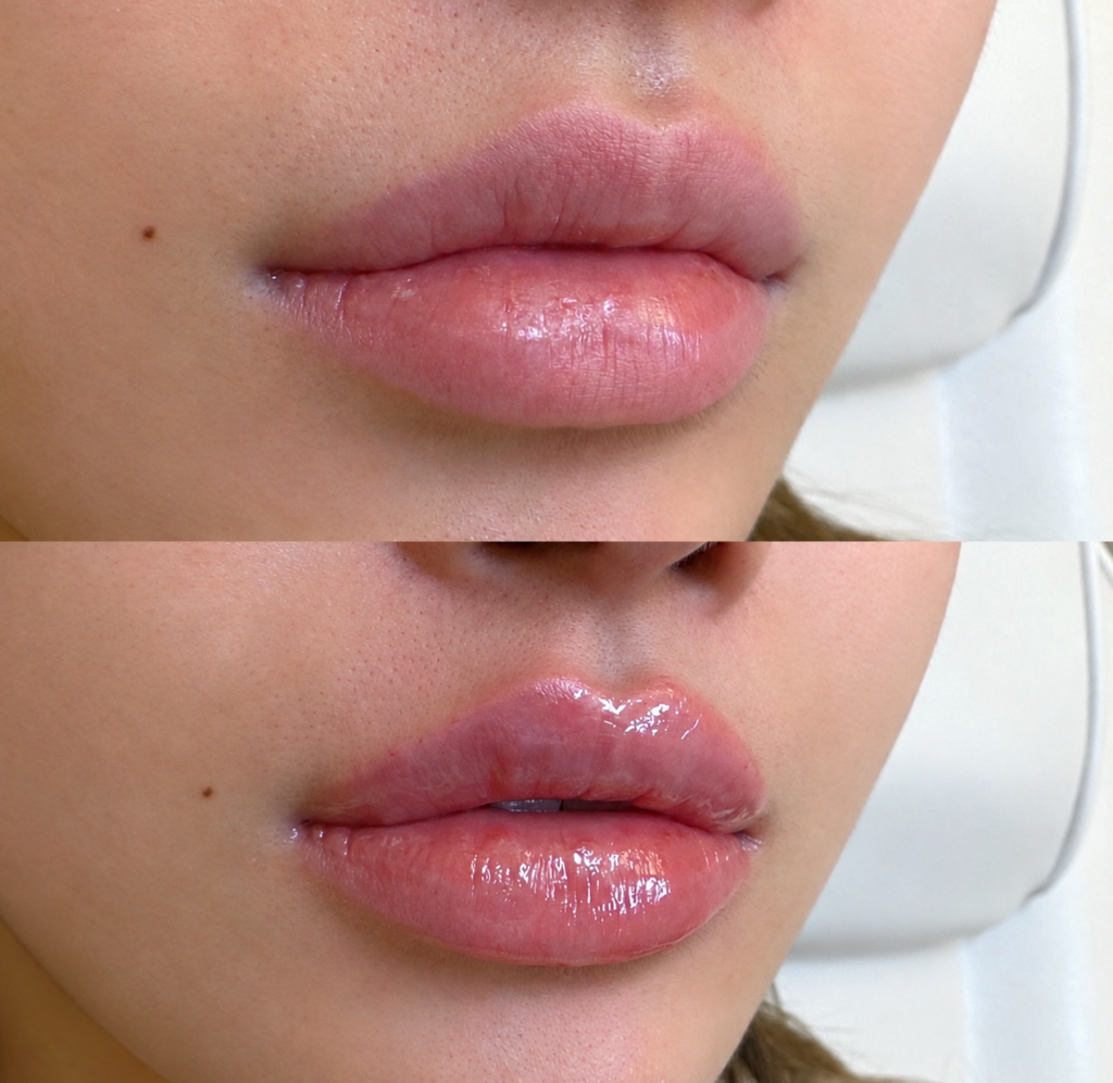 Lip filler — case 3 at London Finsbury Clinic: Juvéderm Ultra Smile, before above and after below